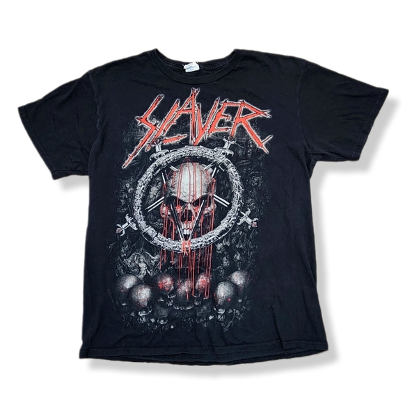 💀 Slayer Band Concert Rock Metal T-Shirt Ladies Size Large 💀 - Picture 1 of 6